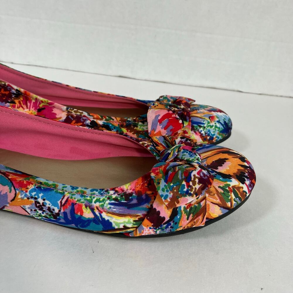 American Eagle Sz 8 Ainsley Boho Floral Ballet Flats w Bow Textile Upper Y2K 90s - Picture 10 of 16